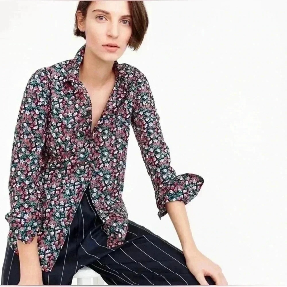 J. Crew Liberty Fabric Sarah Floral Shirt Sz 6 - Picture 2 of 12